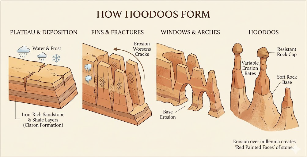 How bryce Canyon Hoodoos Form graphic